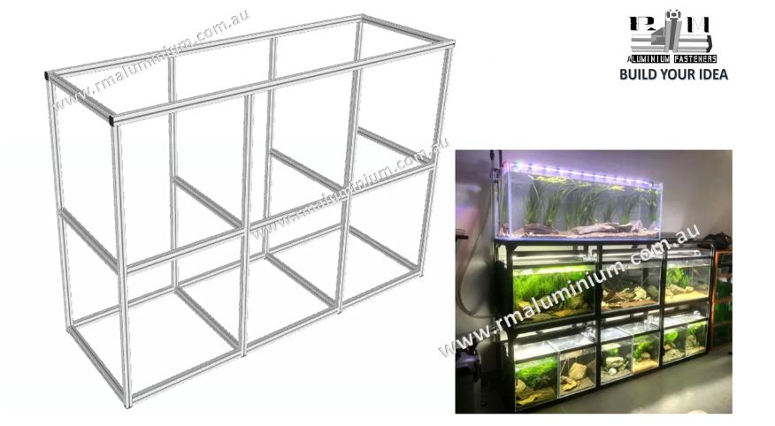 Custom designed Silver T slot Aluminium profile fish tank stand Frame