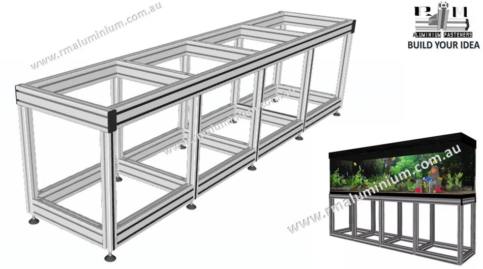 Custom designed Silver T slot Aluminium profile fish tank stand Frame