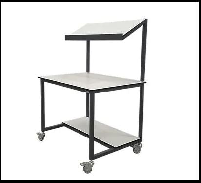 LAB – Trespa Mobile Table with Slopping Upper Shelf